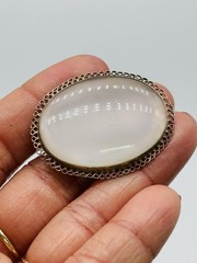 Vtg Gorgeous Antique Victorian 925 Silver Oval natural Agate Stone Pin Brooch