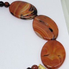 JTV Beria Collection Bronze 18kt Multi 5 Strand Agate Slice Necklace ~ 20″