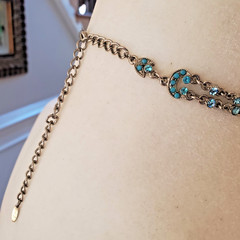 VCLM Aqua Crystal Turquoise Rhinestone Choker – High End Costume Piece Marked