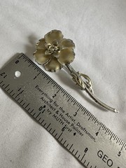 Vintage Flower Power Brooch Aurora Borealis Rhinestone Retro Statement Jewelry