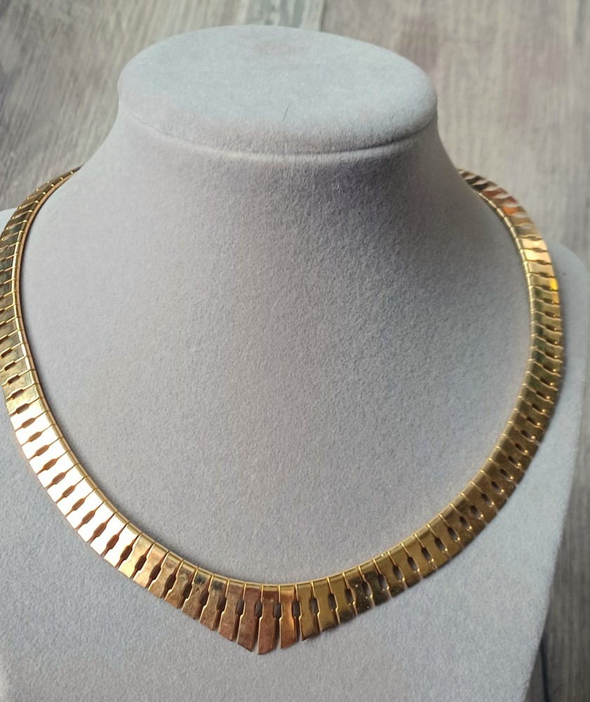 Vintage Egyptian Revival Bib Goldtone Choker Necklace