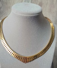 Vintage Egyptian Revival Bib Goldtone Choker Necklace
