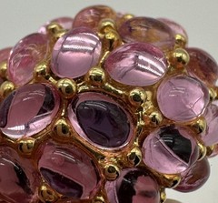 VTG SIGNED KJL KENNETH JAY LANE FAUX PINK JELLY BELLY CLIP ON EARRINGS NICE!