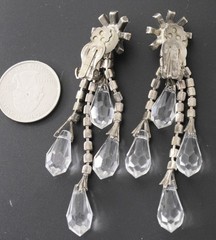 Vintage Dangle Faceted Crystals & Clear Rhinestones Statement Dangle Earrings