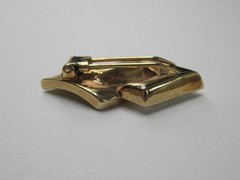 Vintage Crown Trifari Fur Clip Brooch Rhinestones Gold Tone Art Deco 1930s-40s