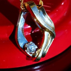 14k multi tone gold pendant 0.24ct natural diamond 0.93″ slide charm 5.70g N3645