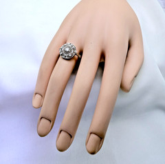 Antique Platinum Art Deco Diamond Cocktail Ring 37 Natural Diamonds Pavé Size 8