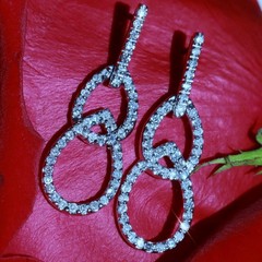 14k white gold earrings 0.45ct natural diamond 1.12″ teardrop dangle 3.54g N3777