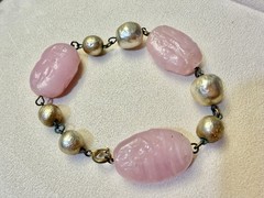 Vintage Miriam Haskell Pink Glass Bracelet Mid Century Glass Book Reference