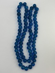Vintage Cobalt Blue Transparent Glass Round Bead Necklace 14in 10mm King Bead