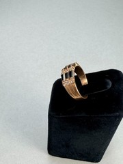 Vintage Men’s Black Onyx Style Gold Tone Ring Cubic Zirconia Size 12 Classic