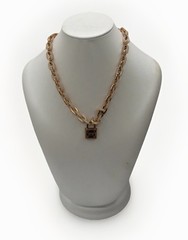 Michael Kors Rose Gold-Tone Pink Acetate Padlock Pendant Necklace Chic