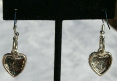 Silver Tone Puffy Hearts Pierced Earrings Studded Heart Brooch Vtg