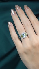 3Ct Art Deco Vintage Style Lab Created Aquamarine Wedding 14k White Gold FN Ring