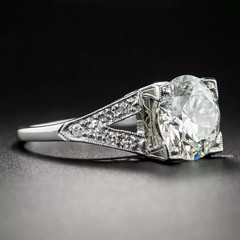 3Ct Art Deco Style Lab Created Diamond Engagement Wedding 14k White Gold FN Ring
