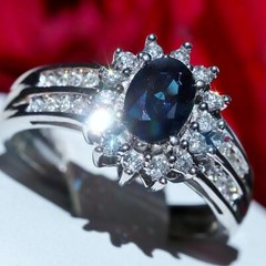 14k white gold 1.25ct natural diamond size 5.75 ring sapphire halo heated 3.35gr