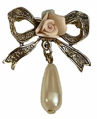 Lot 4 Vintage Estate Mixed Brooches/Pins Floral Themed Dogwood Roses Bow More