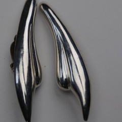 Wing Design Heavy Clip on Earrings Sterling Silver