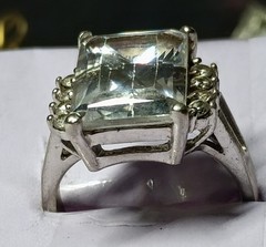 Vintage 925 Sterling Silver Emerald Cut Clear CZ Cocktail Ring Statement Size 13