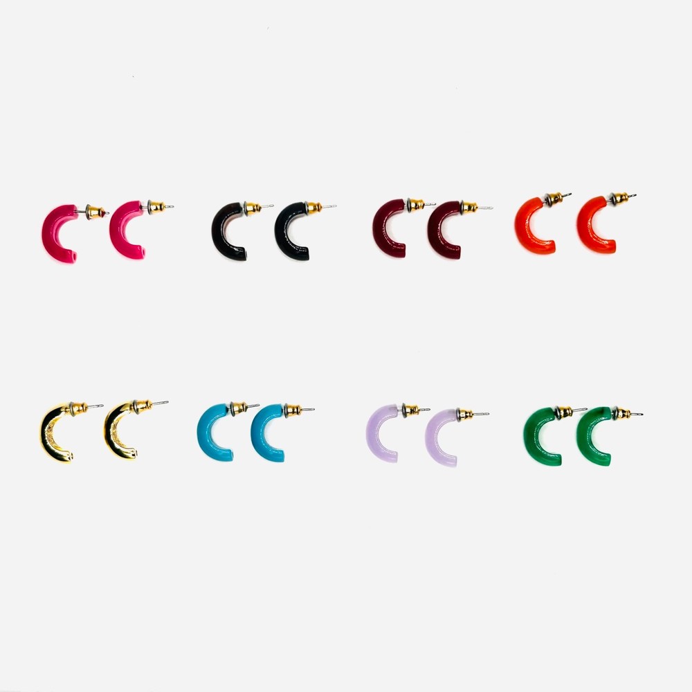 Vintage KJL by Kenneth Jay Lane half hoop Lucite earrings signed – 8 pair
