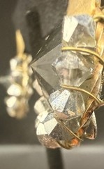 Vintage Black Faceted Rhinestone Stud Earrings Gold Tone Triangle Art Deco