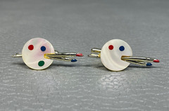 Vintage Lucite Painter’s Pallette Yellow Gold Plated Cuff Links