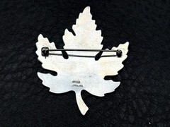Vintage Signed Sterling Silver Maple Leaf Brooch Pin Etched Cutout Design