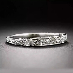 2Ct Art Deco Style Lab Created Diamond Engagement Band 14K White Gold Over Ring