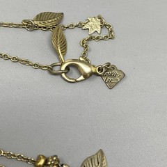 VTG Cookie Lee Gold Tone Necklace Leaf Fringe Charms Long Designer 42″