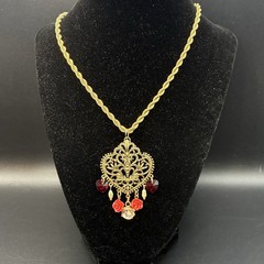 Vintage 1980s Filigree Heart with Crystals & Roses CUSTOM O-o-a-K Assemblage