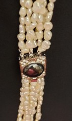 Vtg 6-Strand 32in Freshwater Pearl Necklace w/ Hematite in Clasp – Statement Pc!