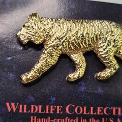 Vintage George G Harris Tiger Pin 24K Gold Plated Pewter Wildlife Collection