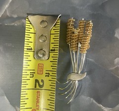 Silver and Gold Colored Metal Wheat Pin Brooch 2 Inch