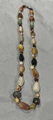 Vintage Semi Precious Stone Necklace Natural Polished Agate Jasper Barrel Clasp