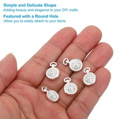 30Pcs 0.67×0.43″ Zinc Alloy Watch Clock Charm Pendant, Silver Tone