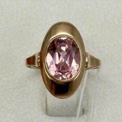 USSR Vintage Original Rose Gold Amethyst (lab. made) Ring 583 14K 3,63 g 6,25 US