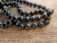 Joan Rivers Dark Grey Silver Glass Bead Necklace 15″ long