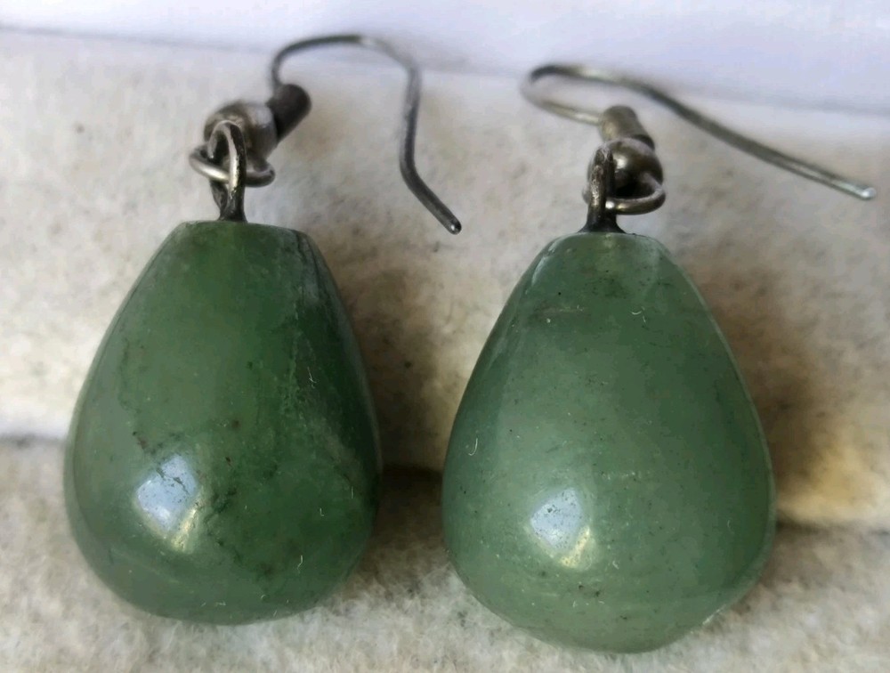 RARE Elegant Nephritis stone Vintage Jewelry Earrings