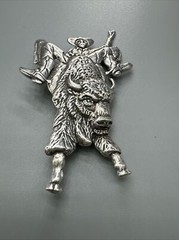 Vintage Hartmans Durango Cowboy 925 Sterling Silver Buffalo Bull Rider Brooch