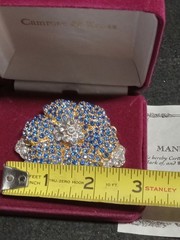 Camrose & Kross JBK Jacqueline Kennedy Faux Sapphire & Diamond Brooch COA/Box