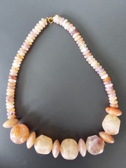 Vintage Chunky Graduated Resin Bead Necklace Honey Amber Peach Lavender 1970s