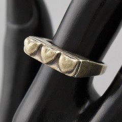 Vintage Sterling Silver Triple Heart Ring Size 7 Bar Signet Style