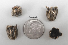 #3425 ANTIQUED GOLD 7MM MINI TULIP BEAD CAP/WRAP – 4 Pc Lot