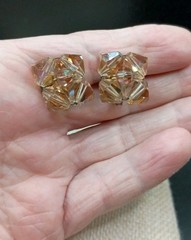 Vintage AB Crystal Earrings Lot Set Beaded Clip On Dangle Drop Rhinestone
