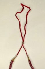 Vintage Indian Hand Woven Garnet Bead Rope Necklace Adjustable Length Knot 38gr