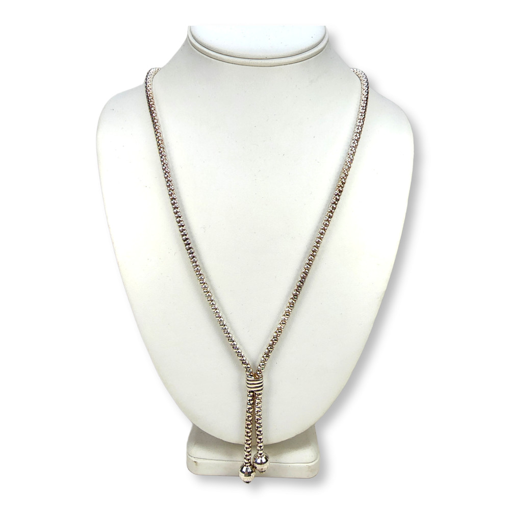 Vintage Sterling Silver 925 Popcorn Chain Milor Necklace 23 Inches