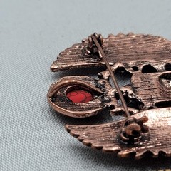 Egyptian Revival Scarab Brooch Copper tone Dangel Chains