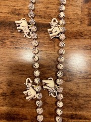 Vintage Carved Beaded Resin Elephant Necklace Trunk Up