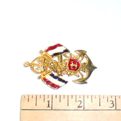 Premier Designs Goldtone Anchor Crown Fleur De Lis Crest Flags Pin Brooch