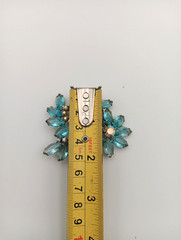 Vintage Aqua Blue AB Floral Rhinestone Brooch And Earrings Parure Set